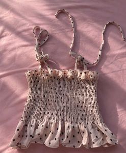 Chic Polka Dot Smocked Crop Top
