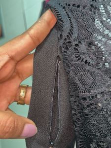 Elegant Black Lace Sleeve Dress