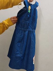 Cute Denim Dress with Flower Detail