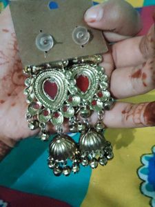 Vintage Red Stone Jhumka Earrings