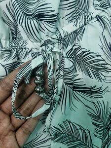 Strapless Feather Print Romper