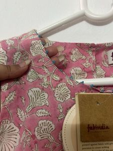 Pink Floral Peplum Kurti Top