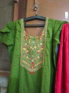 Embroidered Kurta Set with afgjani Pants &amp; Dupatta