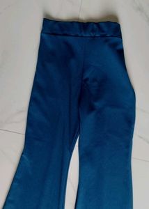 Stylish Teal Flared Pants with Chain Detail