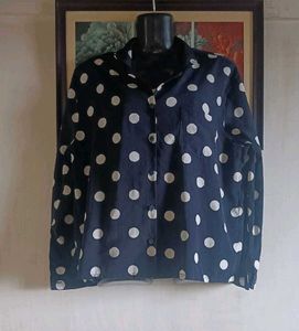 Navy Polka Dot Button-Up Shirt