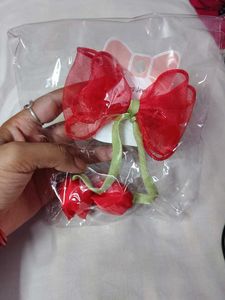 Cute Red Flower Hair Clip Bow
