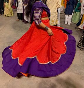 Vibrant Orange &amp; Purple Lehenga Choli Set