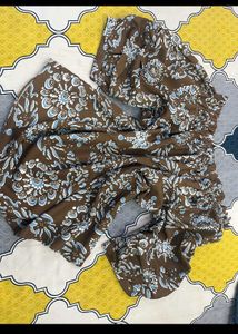 Brown Floral Print top