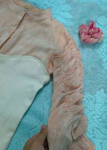 Peach &amp; White Stylish Top