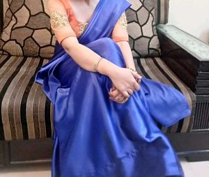 Navratri Gorgeous Orange &amp; Blue Embroidered