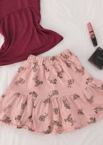 teddy print mini skirt