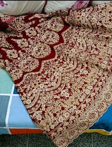 Stunning Red &amp; Gold Embellished Lehenga Choli