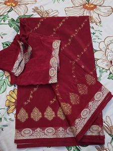 Maroon Saree with Blouse
