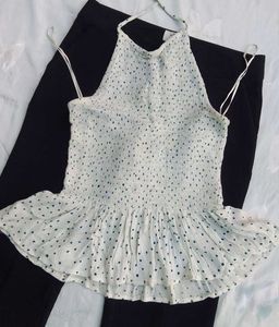 Creamy Polka Dot Halter Top