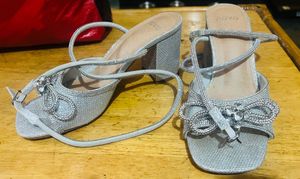 Sparkling Silver Bow Heels
