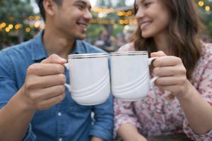 White &amp; Silver Demitasse Cups - Set of 6
