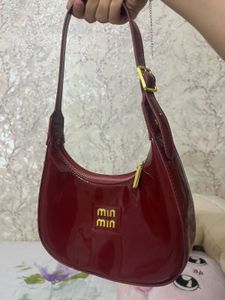 Burgundy Patent Leather Designer  Shoulder Bag