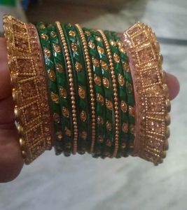 Green & Gold Bangles Set
