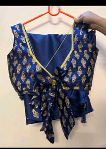 Elegant Navy Blue satin silk Saree for Women