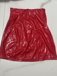 Red Wet Look Mini Dress