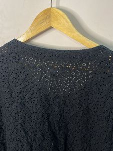 Black Lace Button-Up Cardigan