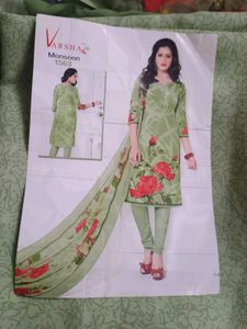 Green Floral Kurta Set Material