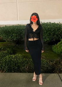 Black Chiffon Tie-Up Top