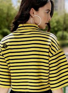 Street 9 Striped Yellow &amp; Black Polo Shirt