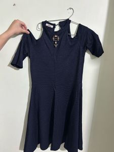 Navy Cold Shoulder Dress