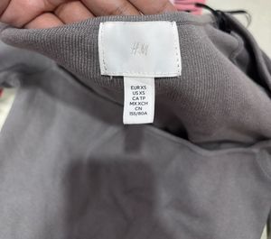Gray Square Neck Long Sleeve Top