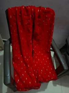 Golden Blouse, Red Ethnic Pant with Dupatta 💥