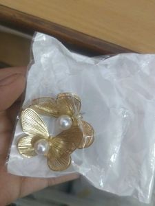 Gold Butterfly Pearl Earrings