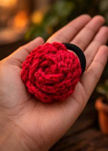 handmade crochet Rose hair tie/rubber