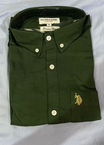 Men's Green Button-Down Shirt newwdtag