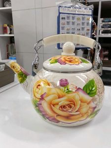 Vintage Enamel Floral Teapot