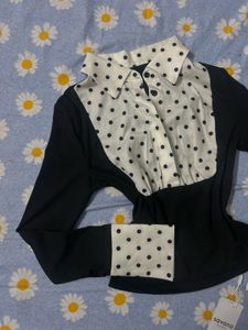 Savana Polka Dot Collared Top