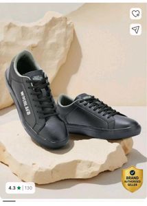 Vegan Leather Black Casual Sneakers size 8