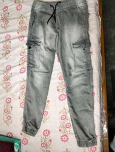 Stylish Grey Cargo Jogger Jeans