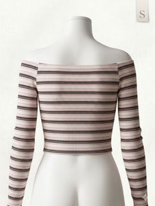 Striped Off-Shoulder Crop Top