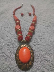 Boho Statement Necklace & Earrings Set