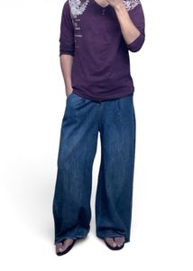 Wide Leg Blue Denim Jeans
