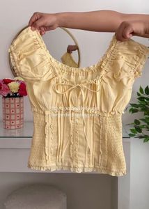Cream Smocked Off-Shoulder Top