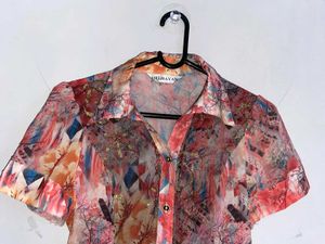 Bohemian Floral Print Button-Down Shirt