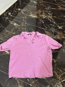Pink Collared Short Sleeve Top