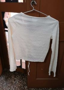 Vault White Ruched Crop Top