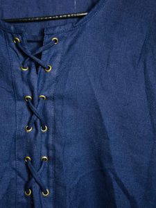 Navy Blue Lace-Up Dress