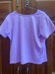Lavender Square Neck Ribbed Top