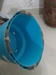 Blue and White Plastic Stool