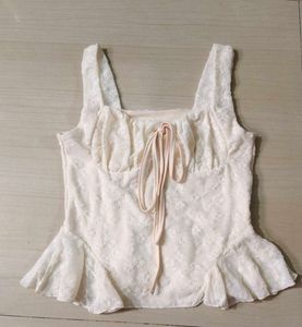 Cream Lace Peplum Top