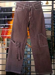 Brown Wide Leg Jeans